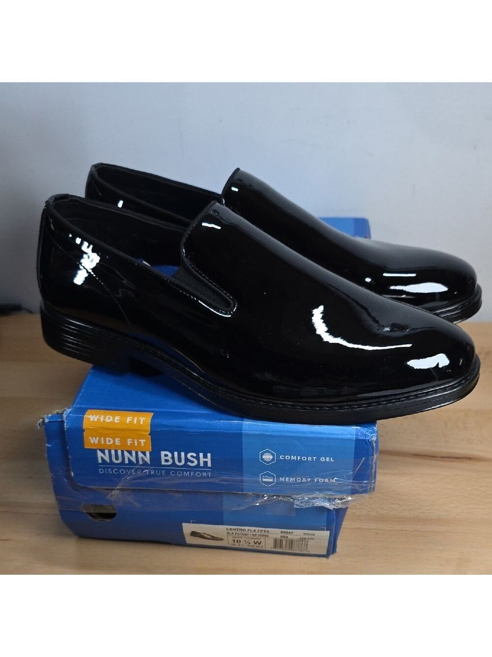 Nunn Bush Men's Glossy Black Loafers 10.5 W Men